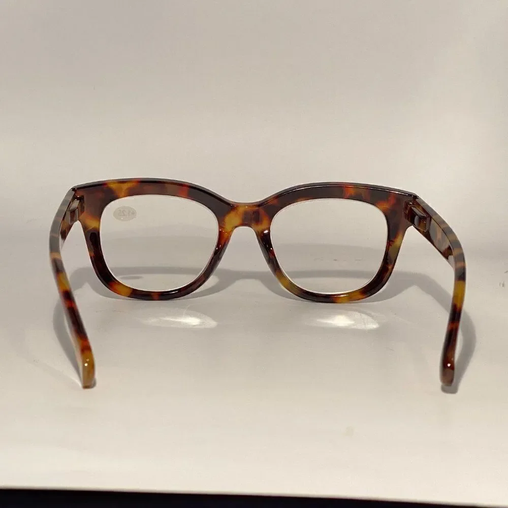 0816 Mona Reading Glasses 1.25 Brown Tortoise Readers Rounded Square Frame NWT